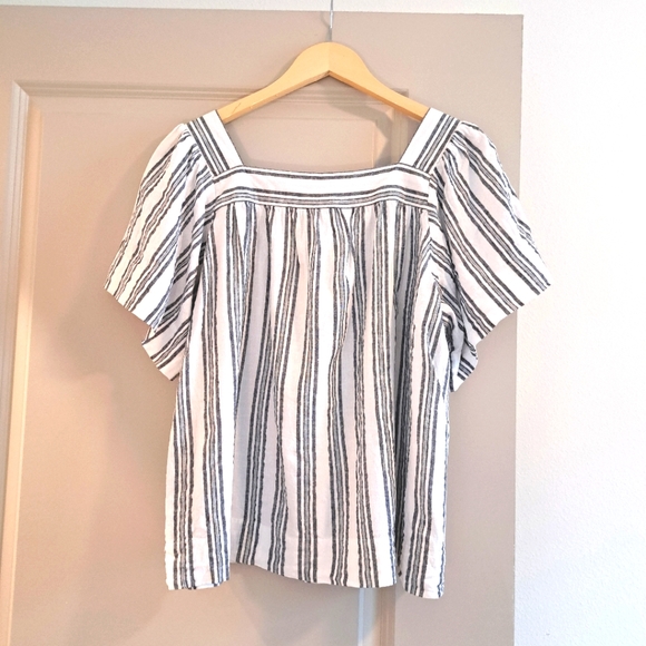 Loft Gray Square Neck Top Size M EUC - Picture 6 of 7